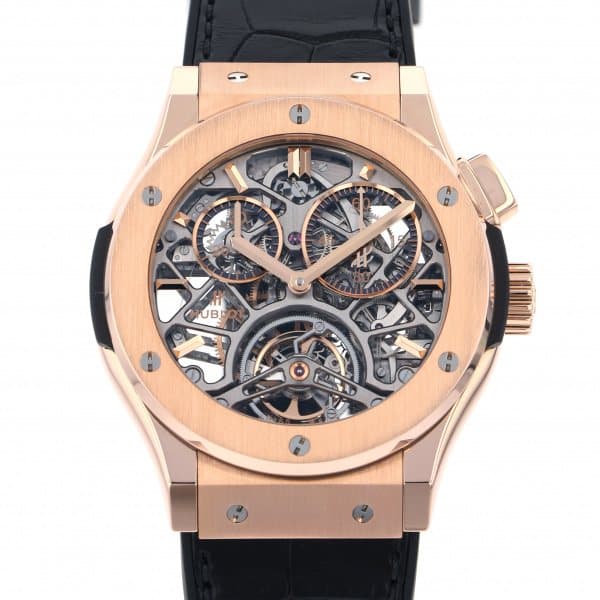 HUBLOT 클래식 퓨전 투르비용 스켈레톤 스켈레톤 킹 골드 [전세계 99개 한정판] 506.OX.0180.LR 실버 다이얼 신품 남성용 손목시계